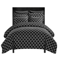 3-dijelni set pokrivača za poplune s reverzibilnim geometrijskim uzorkom, alternativni, crni