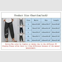 Ženske Ležerne široke rastezljive pamučne lanene hlače s tiskanim džepovima, ženske kombinezone, ženske poslovne