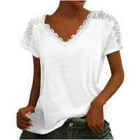 Caveitl Womens majice ležerne, ženske ležerne majice s kratkim rukavima s kratkim rukavima, bijela majica, xxl