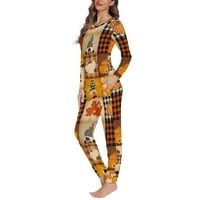 Mekana pidžama za žene jesen javorova lišća odgovarajući set PJS 2XL blagdanska obitelj lagana salonačasta odjeća