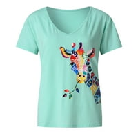 Plus-Size Top, rasprodaja, Plus-size, ženske majice kratkih rukava s printom od 3 A, majica, bluza, zelena 12