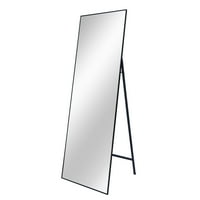 Uredsko ogledalo u punoj dužini, crno, 65 '22', za spavaću sobu s aluminijskim okvirom, veliko podno ogledalo