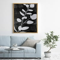 Botanička zidna umjetnost uokvirena srebrnim lišćem Paprati cvjetna ilustracija ispis na platnu minimalistički