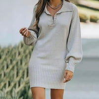 Pulover haljine od džempera u boji džempera od vune srednje duljine pletena haljina