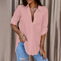 Ketyyh-chn modna modna dukserica jesenski print vrhovi preveliki pulover majica ružičasta, 2xl