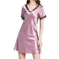Ljetne pidžame za žene mekana udobna ledena svilena odjeća kratkih rukava pidžama košulje u ružičastoj boji