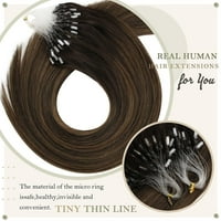 Sunčana mikro prstenasta petlja ekstenzija za kosu balayage najmražena smeđa miješana srednje smeđa ističe kosu