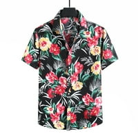 Muške košulje ljetni Havaji Plus Size s ovratnikom s ovratnikom s reverom, široka bluza kratkih rukava, havajska