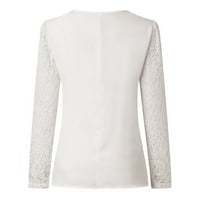 Ženske zimske majice na rasprodaji Plus Size Ženska čipkasta jednobojna bluza s dugim rukavima S izrezom u obliku