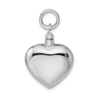 Netaknuto srebro Sterling srebro presvučeno rodijem, polirani privjesak od jasena u obliku srca s lančanim kabelom;