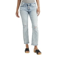 Tvrtka Silver Jeans. Ženske ravne ošišane traperice srednje visine, veličine struka 24-36
