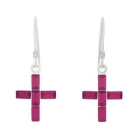 Američki dizajn Sterling Silver Cross visi i ispustite francusku žicu London Pink Sapphire Swarovski kristalne
