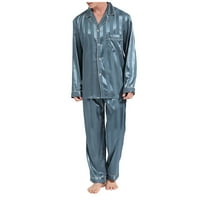 Pidžama s božićnim poklonima muške obične Ležerne pidžama hlače s prugastim džepovima dugih rukava pidžama Set