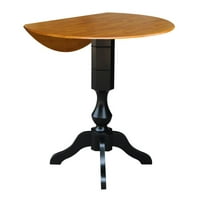 Okrugli stol-ormar od punog drveta s dvostrukim preklopima od crne trešnje promjera 42 inča - visina šanka od