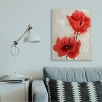 Stupell Industries Soft Petal Poppies Crvena bež cvjetna slika platna zidna umjetnička dizajna Daphne Polselli,