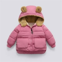 Mališani, zimski topli jednobojni Kaputi za dječake i djevojčice, prošivena jakna s kapuljačom s medvjeđim ušima,