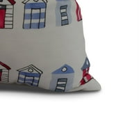 Jednostavno Daisy, 18 18 Multi Beach Hut, Stripe Print Outdoor Pillow, bjelokosti
