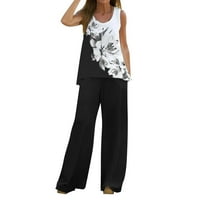 ženska ulična odjeća s boho printom, ležerna Majica Bez rukava, široke široke hlače, Plus size, dva seta, e-mail