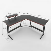 Stol za igre u obliku slova 9 površina od karbonskih vlakana stol za igre u kutu, Crna