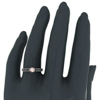 Zaručnički prsten od ružičastog Morganita za žene, crni dijamantni prsten izrezan jastuk od Morganita 1. 14k ZLATO
