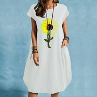 Ženska haljina-trendi Casual s okruglim vratom i printom suncokreta, Plus veličina;