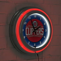 Los Angeles Clippers NBA kromirani neonski sat s dvostrukim prstenom