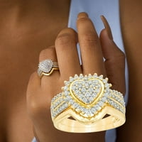 Prsten modni nakit prstenovi Zlato srce ljubavi zaručnički prsten 3-inčni cirkon nakit Setovi za žene